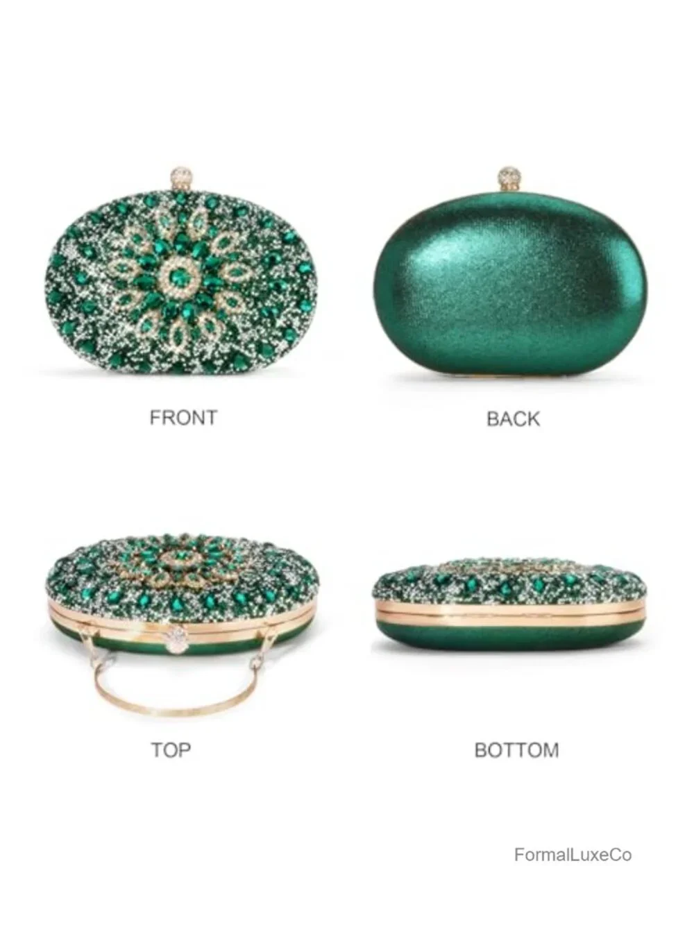 Rhinestone Clutch Purse with Detachable Chain Evening Handbag